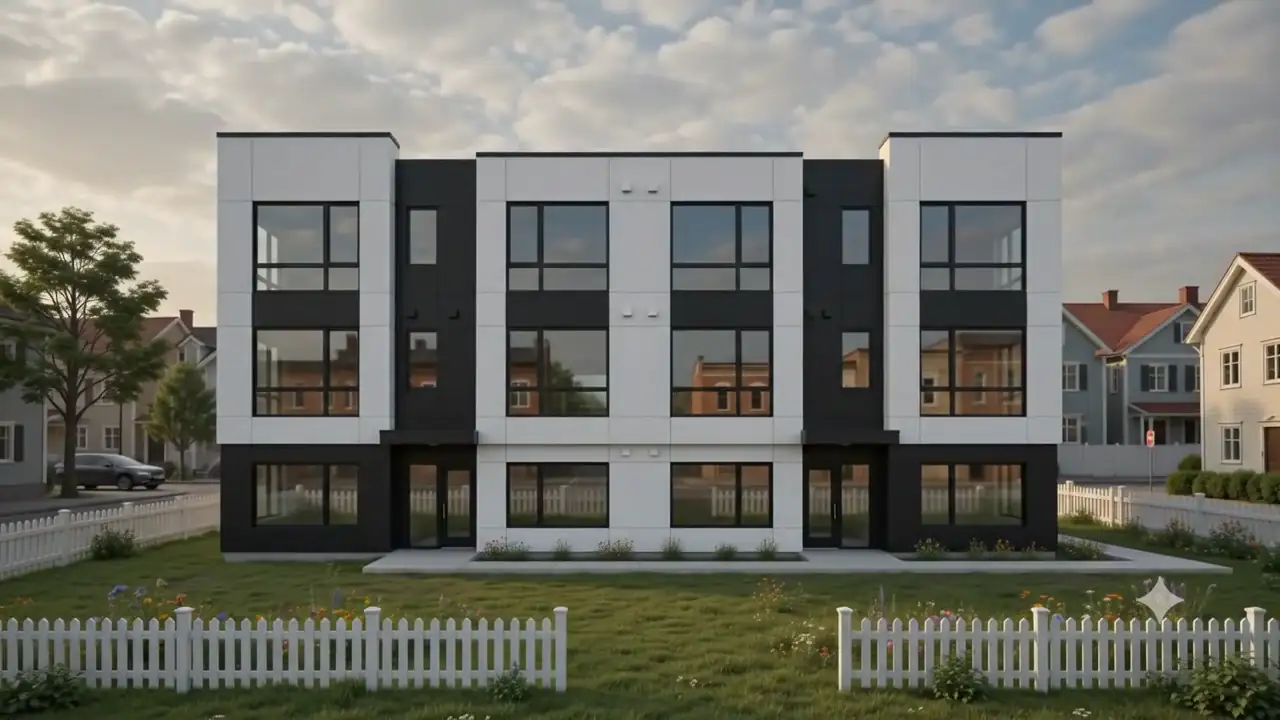 A finished Toscano Construction project — modern multi-unit exterior